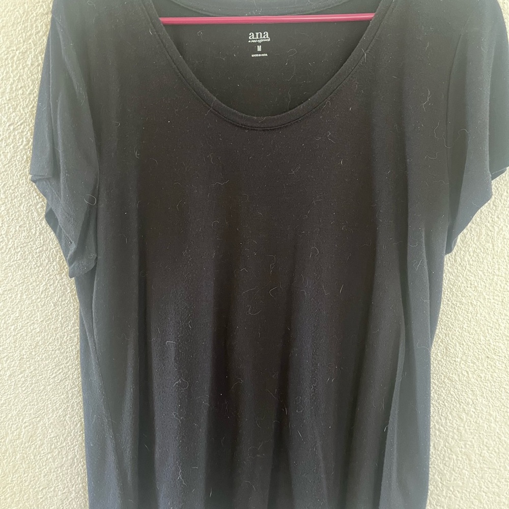 a.n.a Black Scoop Neck Short Sleeve Tee